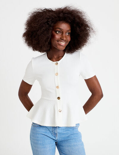 Top cintr&eacute; p&eacute;plum ecru femme