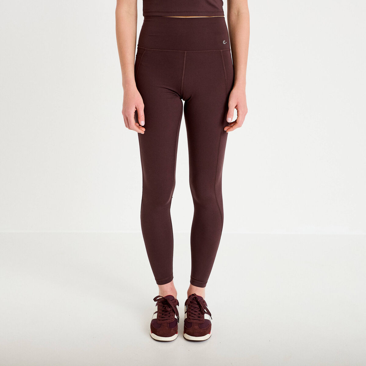 Legging taille haute marron fonc&eacute; femme