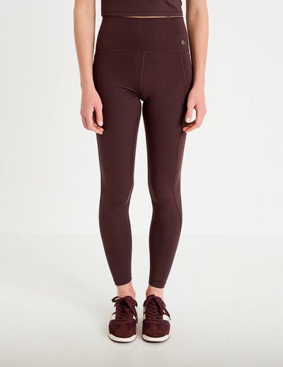 Legging taille haute marron fonc&eacute; femme
