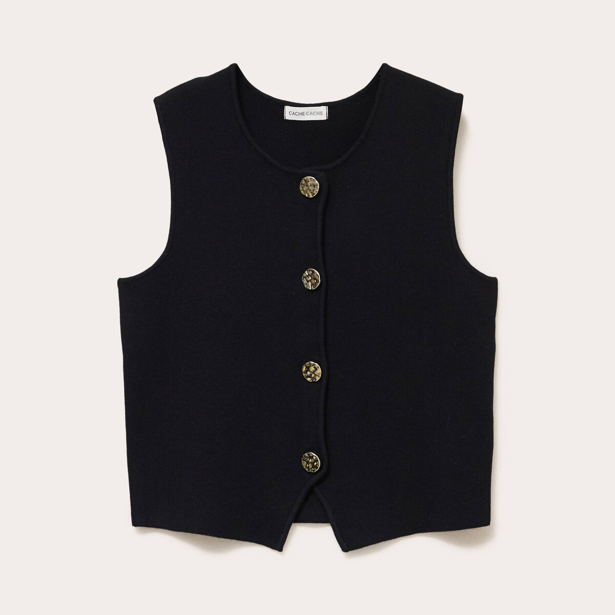 Gilet sans manches cropped noir femme