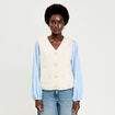 Gilet sans manches brod&eacute; effet polaire blanc femme