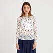 Top dentelle pliss&eacute; col bateau blanc femme