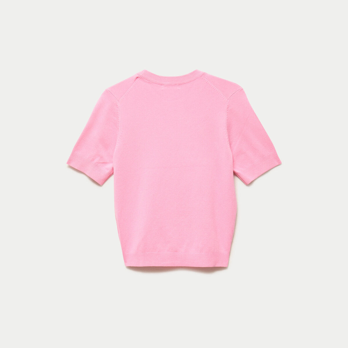 Pull ajust&eacute; court manches courtes rose femme