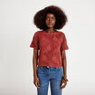 T-shirt manches courtes aspect dentelle vieux rose femme