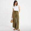 Pantalon large taille standard vert kaki femme