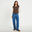 Gilet sans manches marron fonc&eacute; femme