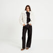 Veste oversize col tailleur beige femme