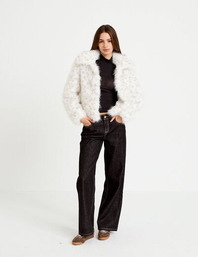 Veste oversize col tailleur beige femme