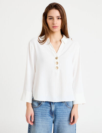 Blouse manches longues ecru femme
