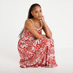 Robe longue &eacute;vas&eacute;e bretelles fines rouge femme