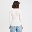 T-shirt thermique col en V plumetis ecru femme