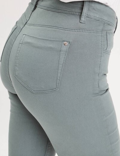 Jeans slim 5 poches vert fonc&eacute; femme