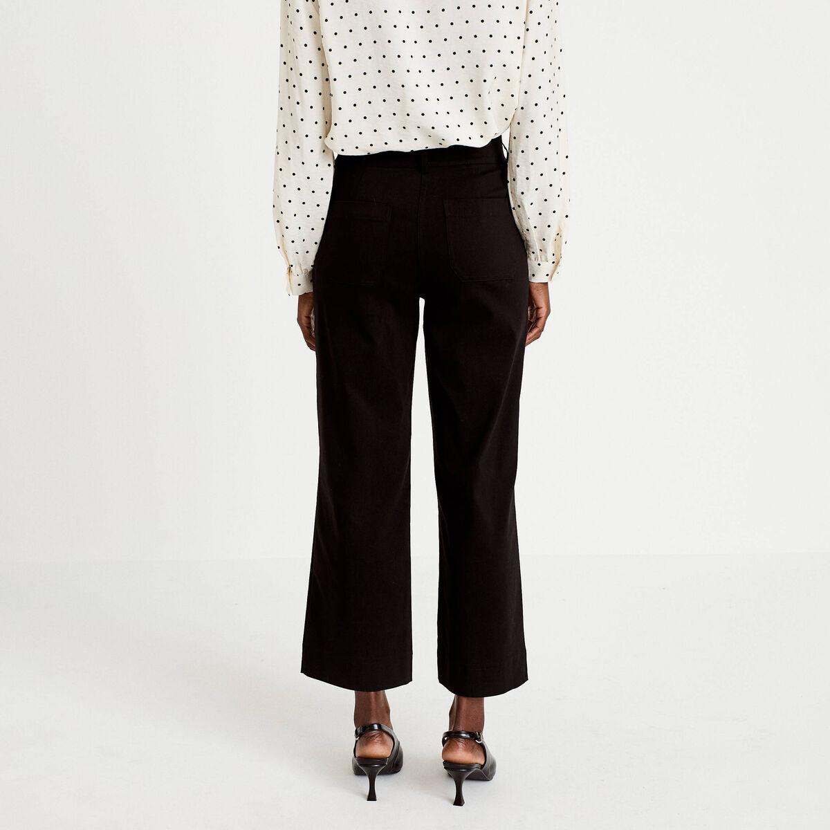 Pantalon bootcut taille haute noir femme