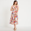 Robe longue &eacute;vas&eacute;e col v bretelles blanc femme