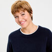 Pull col rond manches longues bleu marine femme