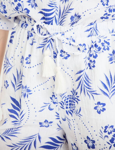 Short pliss&eacute; blanc femme