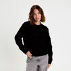 Pull fleurs en relief noir femme