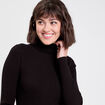Pull c&ocirc;tel&eacute; col roul&eacute; noir femme
