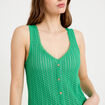 D&eacute;bardeur ajour&eacute; aspect dentelle col v vert femme
