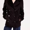 Caban col tailleur manches longues noir femme