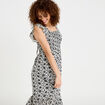 Robe longue &eacute;vas&eacute;e smock&eacute;e noir femme