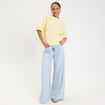 Pull manches courtes jaune clair femme