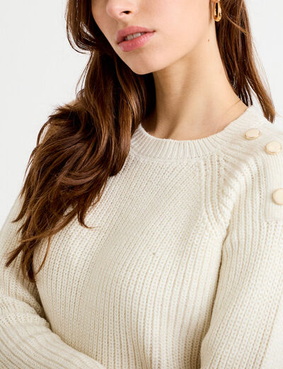 Pull manches longues ecru femme