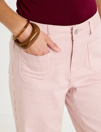 Pantalon large cropped taille haute rose nude femme