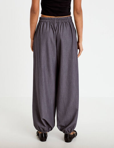 Pantalon bouffant city taille basse gris fonc&eacute; femme