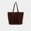 Sac aspect daim d&eacute;tails clout&eacute;s marron femme