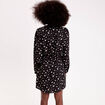 Robe droite courte col v manches longues noir femme