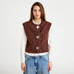 Gilet sans manches effet polaire marron clair femme