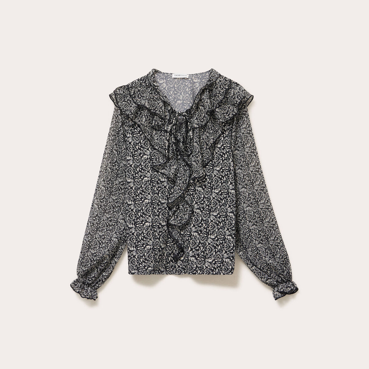 Blouse &agrave; volants noir femme