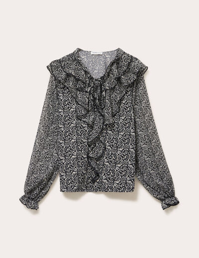 Blouse &agrave; volants noir femme