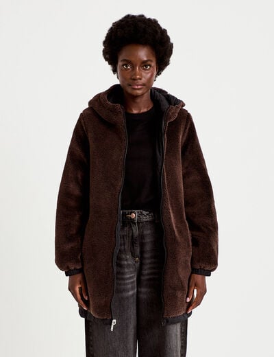Parka r&eacute;versible effet polaire noir femme