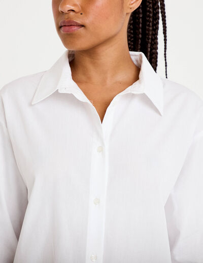 Chemise col am&eacute;ricain manches longues ecru femme