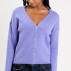 Gilet boutonn&eacute; avec col en V bleu violet femme