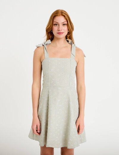 Robe patineuse courte &agrave; fines bretelles gris femme