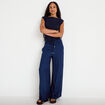 Pantalon large taille standard bleu marine femme