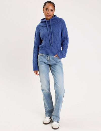Pull 2-en-1 &agrave; capuche amovible violet femme