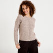 Gilet col rond manches longues taupe femme