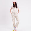 Blouse manches courtes gaufr&eacute; ecru femme