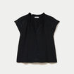 Blouse ample col v manches courtes noir femme