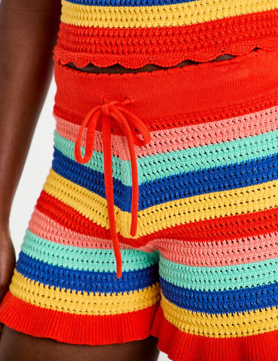 Short crochet rouge femme