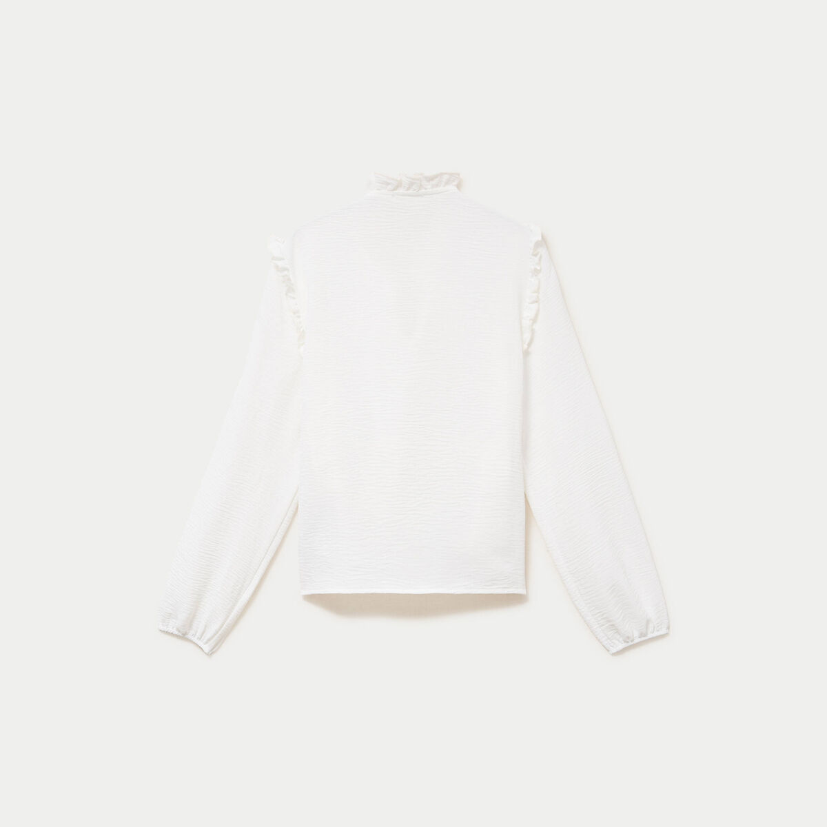 Blouse ample col montant manches longues ecru femme