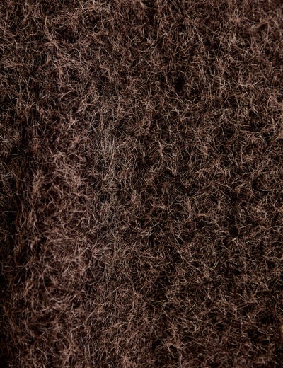 Veste droite sans manches col am&eacute;ricain marron fonc&eacute; femme