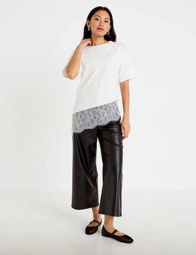 Pantalon bootcut 3/4 taille haute noir femme