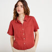 Chemise droite courte col classique vieux rose femme