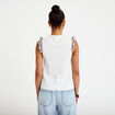 Blouse d&eacute;collet&eacute; sans manches brod&eacute;e rouge femme