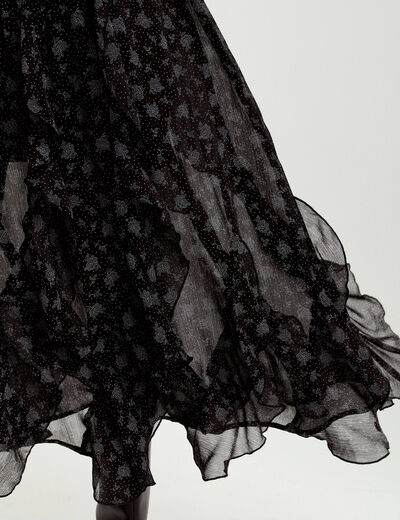 Jupon &eacute;vas&eacute; longueur 3/4 en voile noir femme